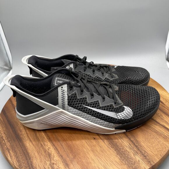 Nike Metcon 6 FlyEase Shoes Mens Size 15 Black White Gym Training Lifting Train